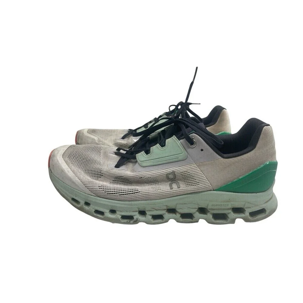 On Cloudstratus Men Size 12 Gray Green White Light Running Shoes